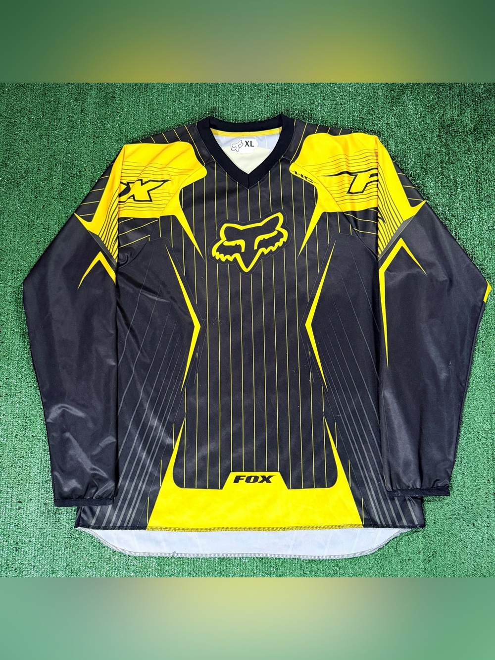 Y2K Fox Racing HC Moto Jersey Size XL Black Yellow Long Sleeve Motocross